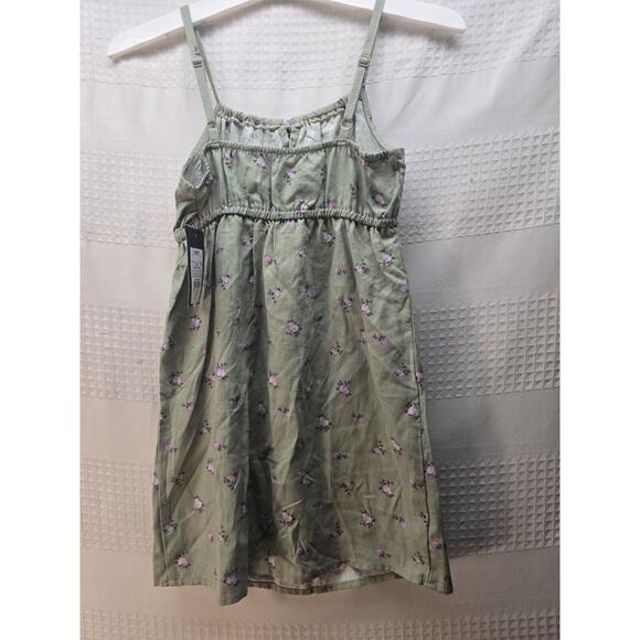 Art Class Cami Dress Girls Size 6/7 Green Linen Floral - Picture 5 of 6